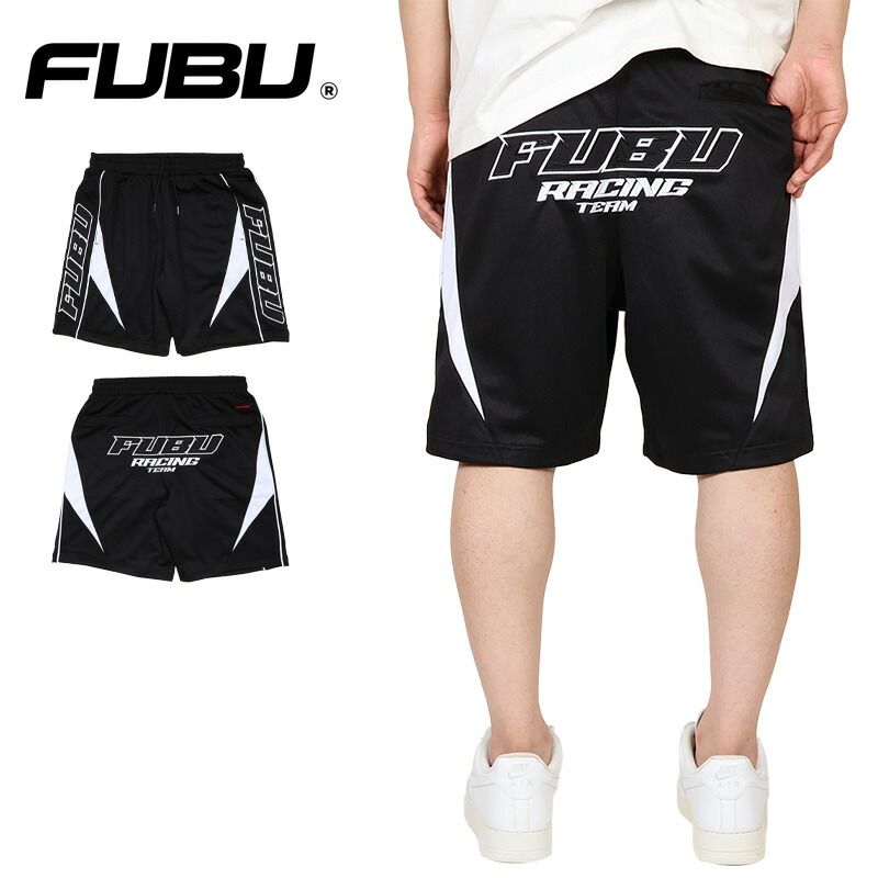 FUBU ショートパンツ フブ ハーフパンツ レーシング ショーツ 短パン メンズ ブランド 大きいサイズ おしゃれ おすすめ 人気 黒 fubu25ss006 ブラック M L XL