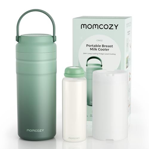 Momcozy 携帯用母乳クーラーボトル 保冷ボトル 容量350ml/12オンス 24時間保冷 母乳保存ボ付き 赤ちゃん用授乳ミルクチラー 漏れ防止 旅行 お出かけJu