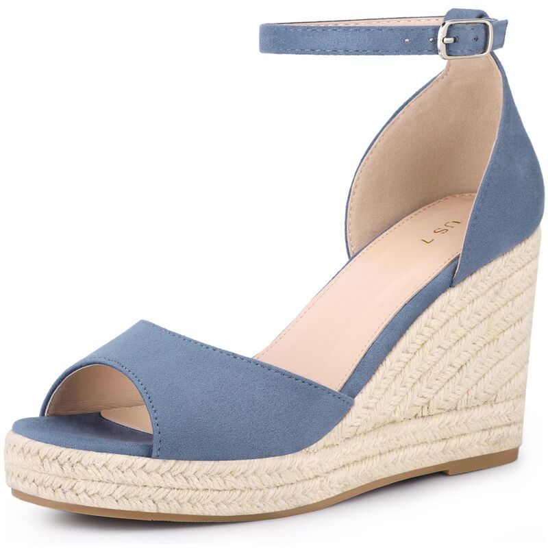 アレグラ ケー レディース シューズ サンダル プラットフォーム アンクル ヒール ALLEGRA K Womens Espadrille Platform Ankle Strap Wedge Hee