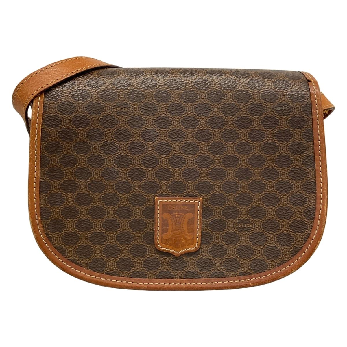 CELINE(セリーヌ) ショルダーバッグ マカダム柄 ダークブラウン×ブラウン レザー