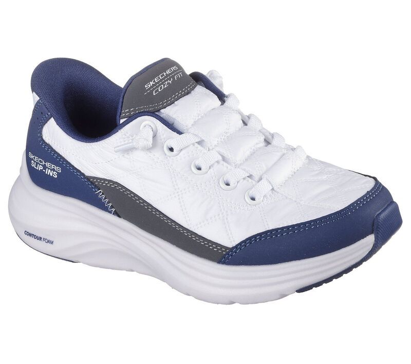 スケッチャーズ レディース シューズ スニーカー SkecherslipIns Girls Contour Foam Cozy Fit Sneakers White Navy ホワイト