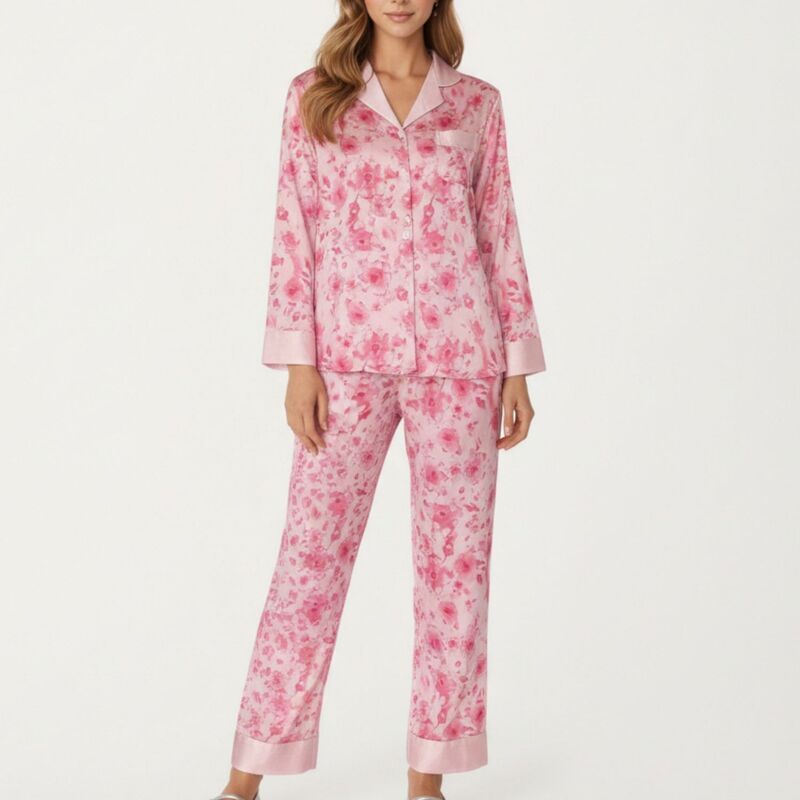 アンナカシ レディース アンダーウェア ナイトウェア リラックスフィット フラワー柄 パンツ サテン フラワー AnnaKaci Womens 2Piece Set Floral Satin Butt