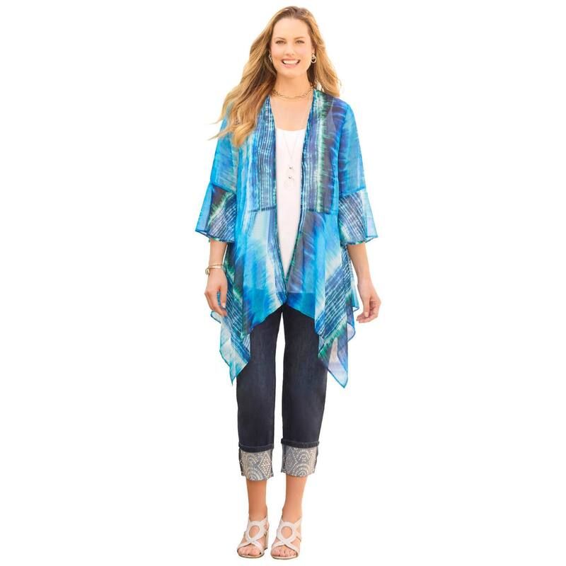 キャサリンズ レディース アウター ニット・セーター プラスサイズ Catherines Womens Plusize Seasonless Cascade wrap Vibranturq Tie D
