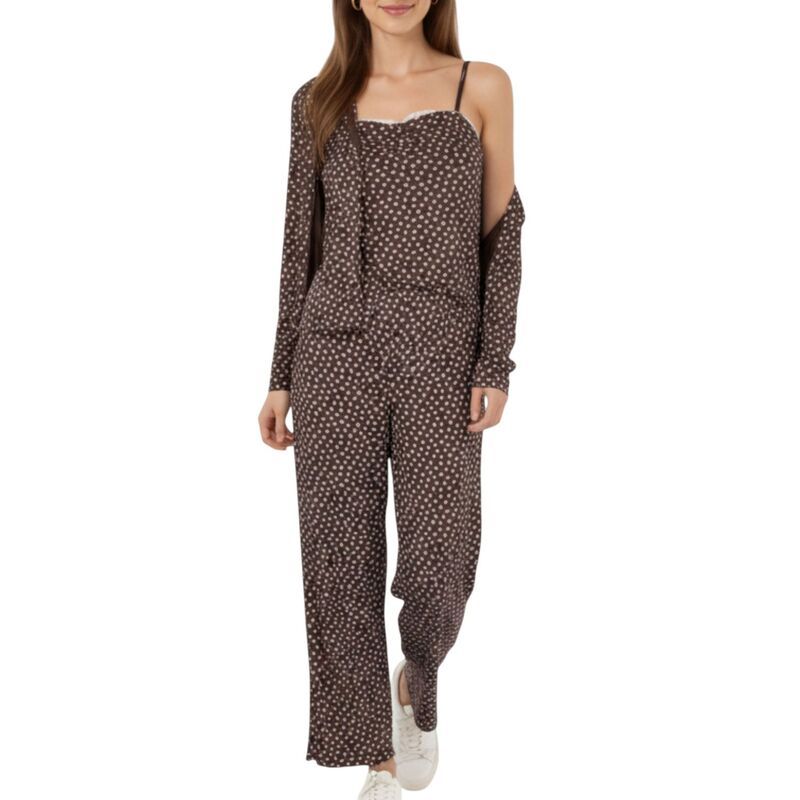 アンナカシ レディース アンダーウェア ナイトウェア リラックスフィット パンツ AnnaKaci Womens 3Piece Set Long Sleeve Padded Button Top Ca