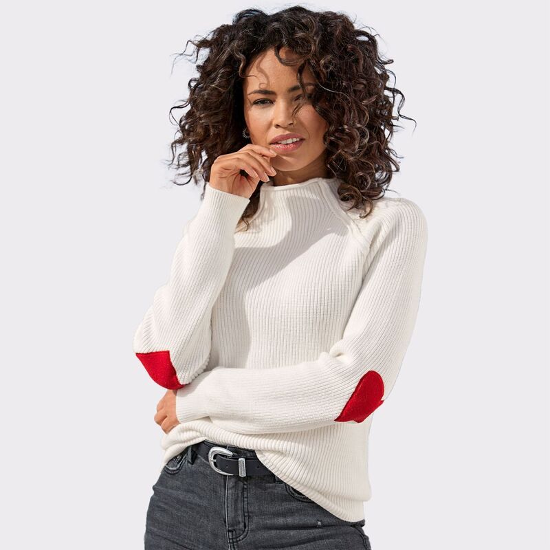 ラスカーナ レディース アウター ニット・セーター Lascana Womens Elbow Heart Sweater Cream クリーム