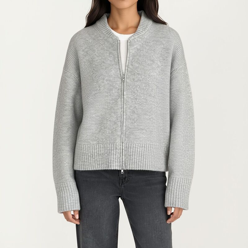アンナカシ レディース アウター ニット・セーター リブニット AnnaKaci Womens Zip Front Rib Knit Pullover Top with Structured Cuff 12,936円