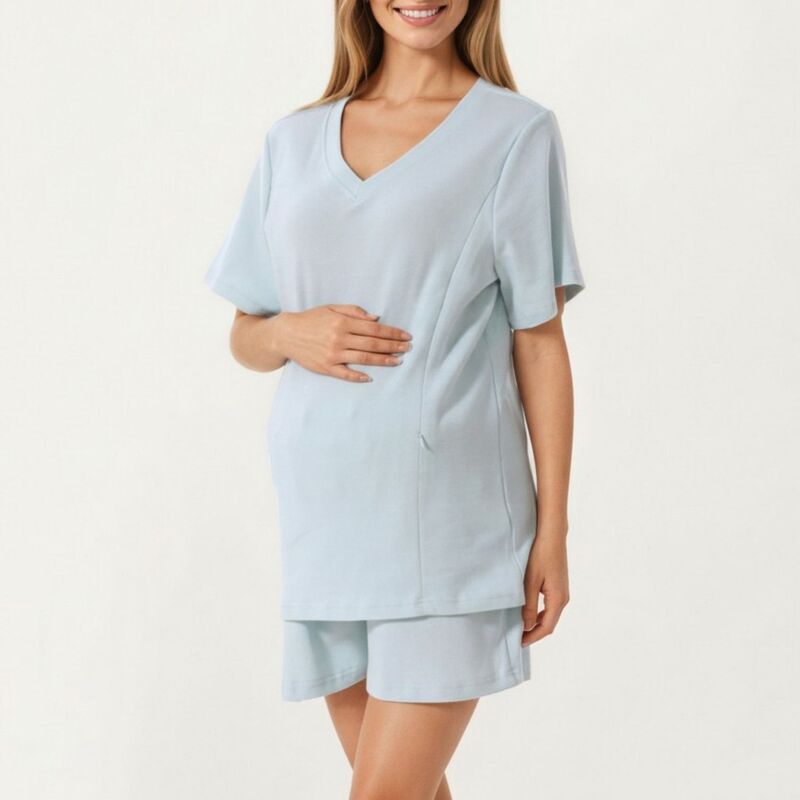 アンナカシ レディース アンダーウェア ナイトウェア リラックスフィット Vネック ショートパンツ マタニティ AnnaKaci Womens 2Piece Set Maternity VNeck S