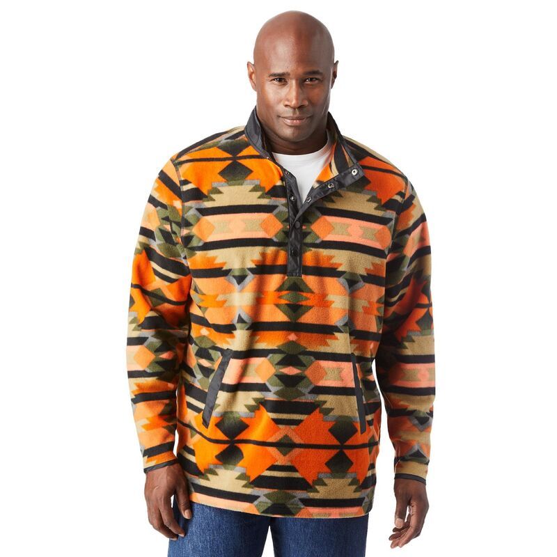 キングサイズ レディース アウター ニット・セーター トール フリース KingSize Mens Big Tall Explorer Fleece Pullover Olive Geometric