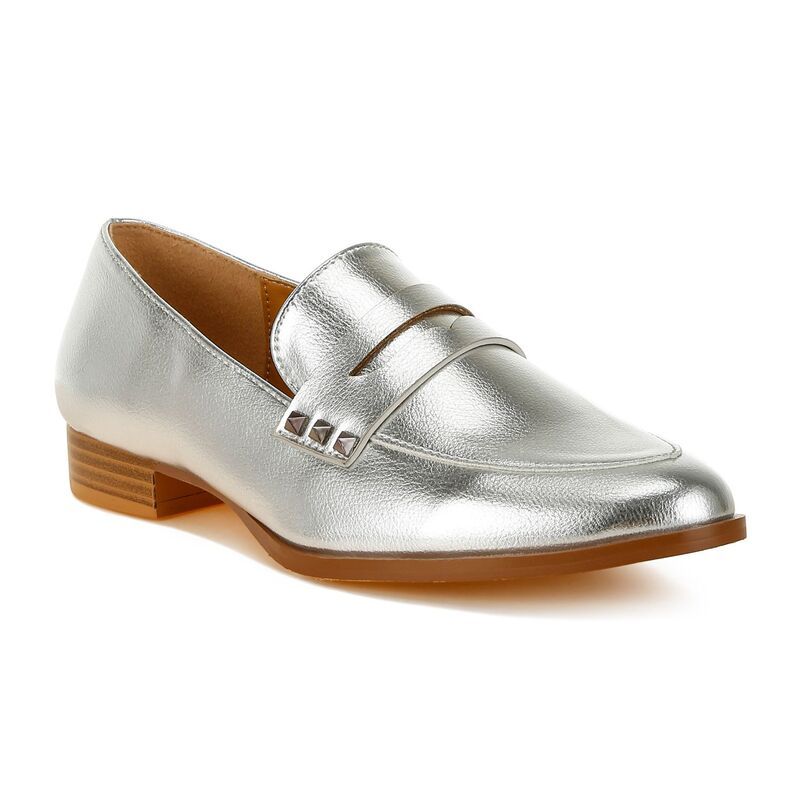 ラグアンドコー レディース シューズ スリッポン・ローファー トール Rag Co Potania Womens Metallic Penny Strap Loafersilver シルバー