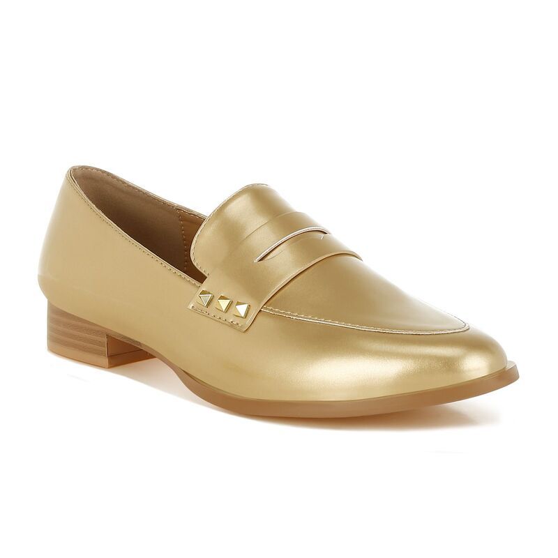 ラグアンドコー レディース シューズ スリッポン・ローファー レザー Rag Co Noshiya Womens Patent Pleather Penny Loafers with Studetai