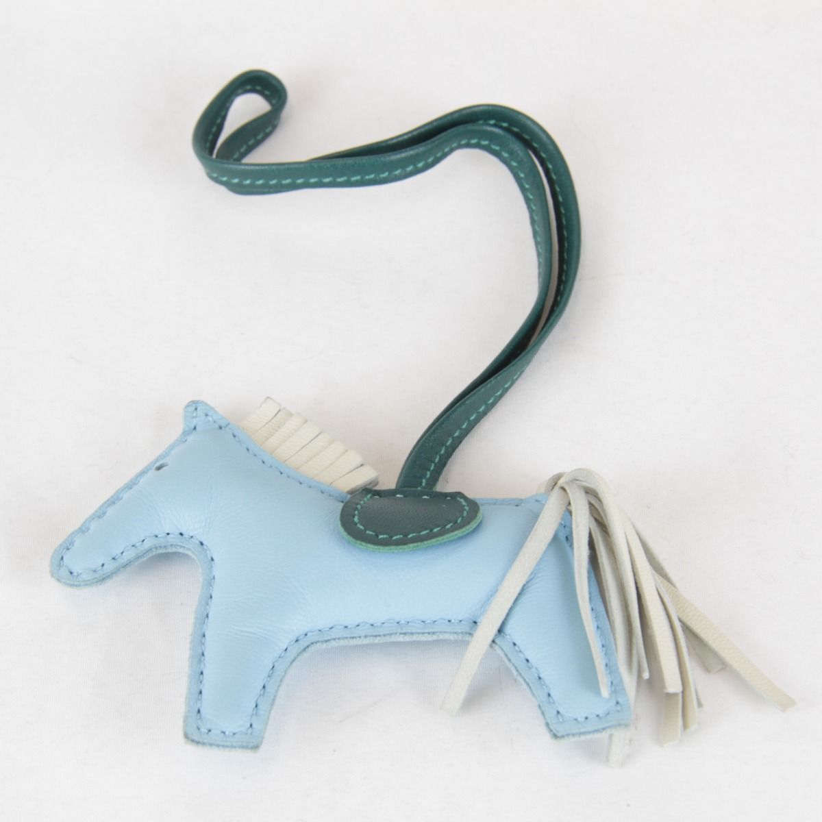 美品『USED』HERMES【エルメス】 ロデオ チャーム ブルー キーホルダー レザー レディース