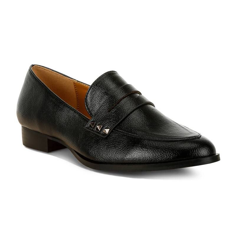 ラグアンドコー レディース シューズ スリッポン・ローファー トール Rag Co Potania Womens Metallic Penny Strap Loafers Black ブラック