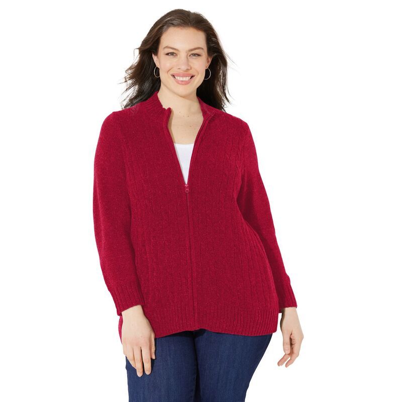 キャサリンズ レディース アウター ニット・セーター プラスサイズ カーディガン Catherines Womens Plusize Cozy Chenille Zip Cardigan Classi