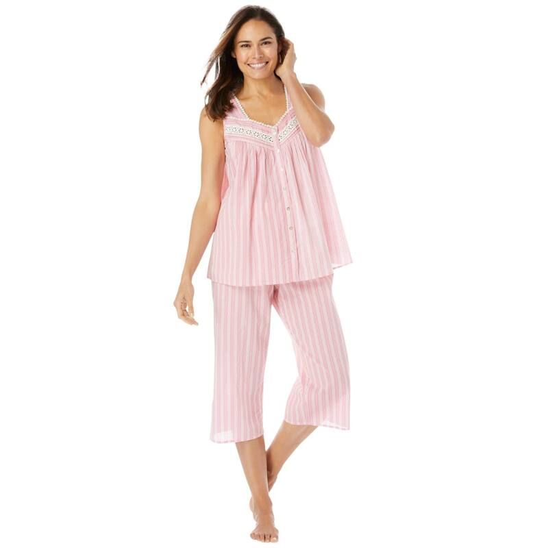 オンリーネセシティーズ レディース アンダーウェア ナイトウェア プラスサイズ ノースリーブ キャップ Only Necessities Plusize Sleeveless Pj Capri Set