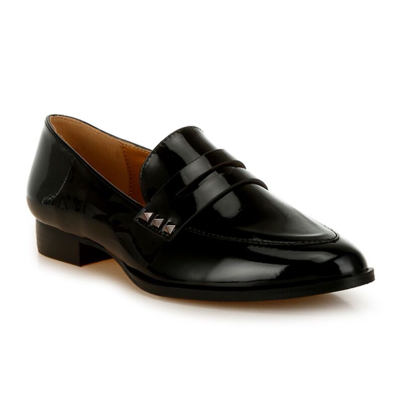 ラグアンドコー レディース シューズ スリッポン・ローファー レザー Rag Co Noshiya Womens Patent Pleather Penny Loafers Black ブラック