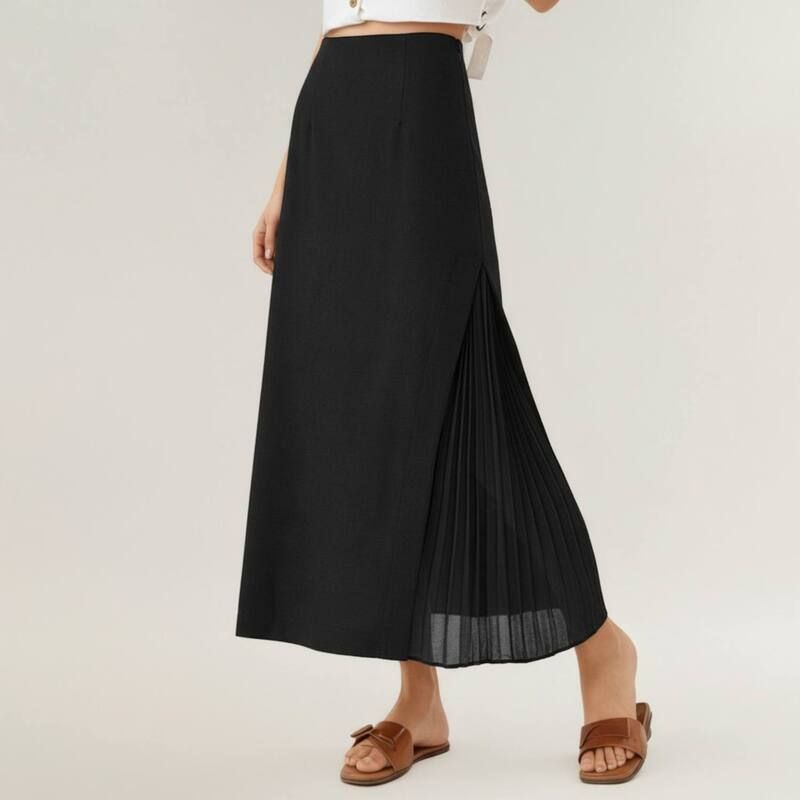 アンナカシ レディース ボトムスカート プリーツ マキシ AnnaKaci Womens Maxi Skirt with Sleek Straight Silhouette and Soft Plea