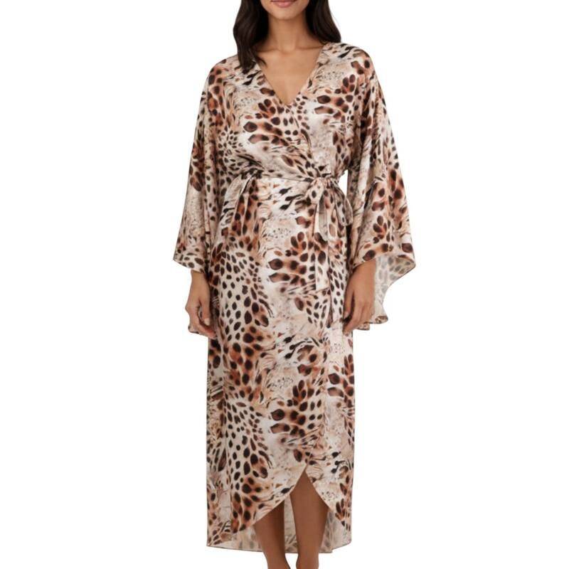 アンナカシ レディース アンダーウェア ナイトウェア ドレープ サテン AnnaKaci Womens 2Piece Satin Slip Dress and Kimono Robe Set with 13,636円