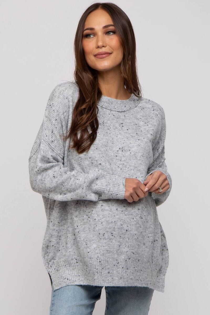 ピンクブラッシュ レディース アウター ニット・セーター マタニティ PinkBlush Maternity Speckled Knit Sweater Grey グレー