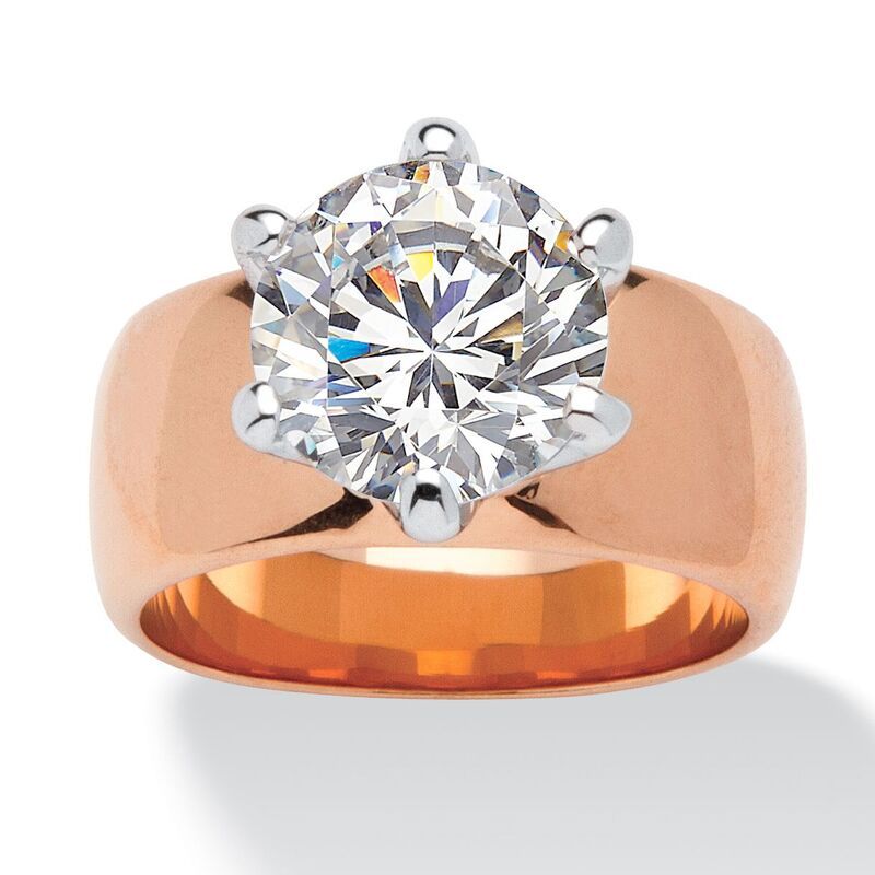 パームビーチジュエリー レディース アクセサリー リング PalmBeach Jewelry 4 TCW Round Cubic Zirconia Solitaire Ring in Rose Gol