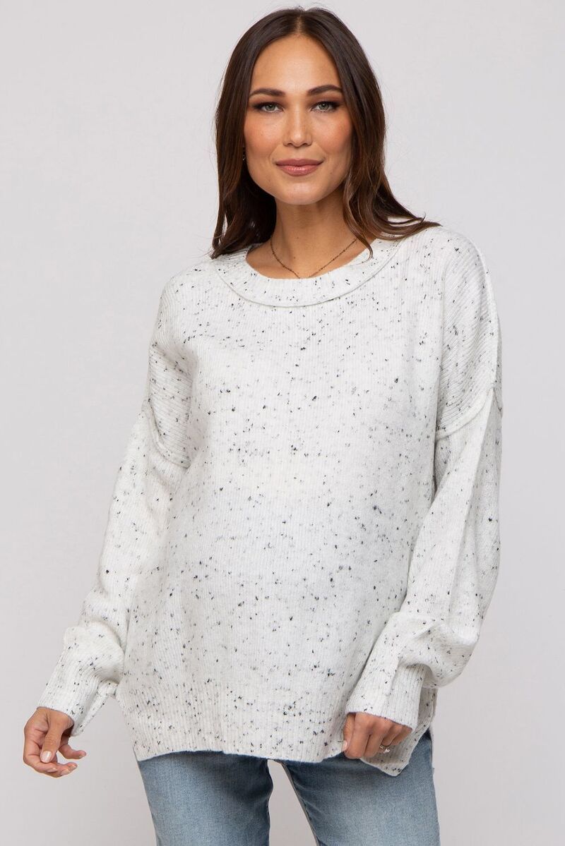 ピンクブラッシュ レディース アウター ニット・セーター マタニティ PinkBlush Maternity Speckled Knit Sweater Ivory アイボリー