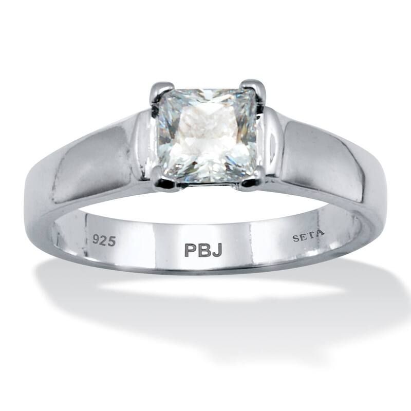 パームビーチジュエリー レディース アクセサリー リング PalmBeach Jewelry 90 CW Princess Cut Cubic Zirconia PlatinumPlated Ster