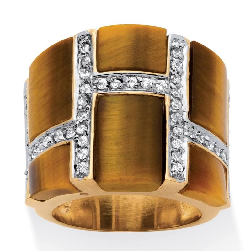 パームビーチジュエリー レディース アクセサリー リング PalmBeach Jewelry 46 TCW EmeraldCutigers Eye Cubic Zirconiaccent GoldPl