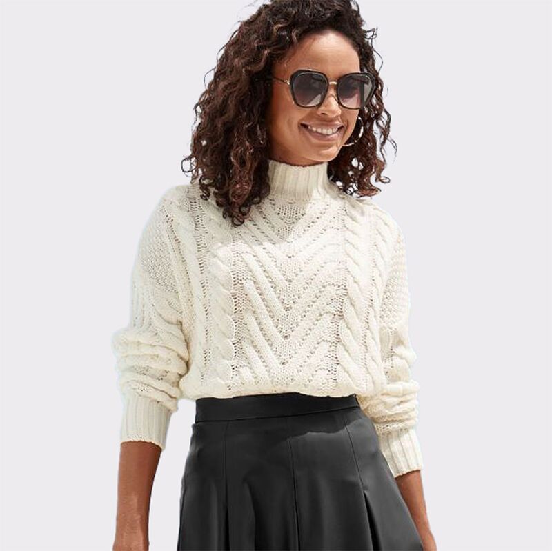 ラスカーナ レディース アウター ニット・セータートルネック Lascana Womens Cable Kniturtleneck Sweater Ivory アイボリー