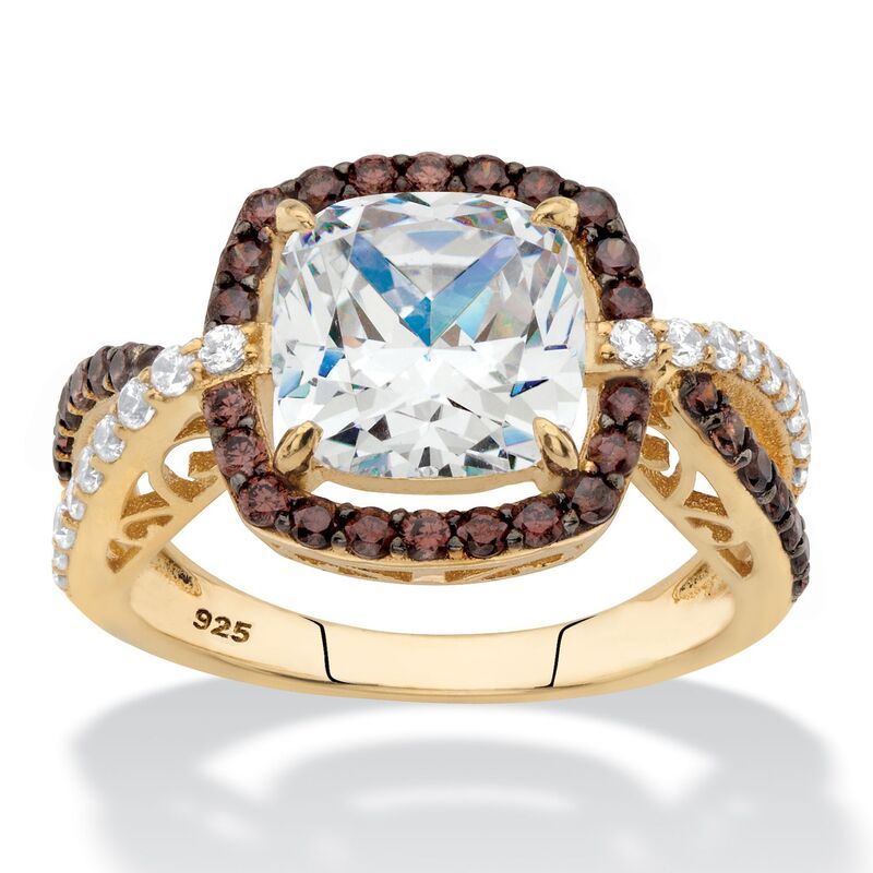 パームビーチジュエリー レディース アクセサリー リング PalmBeach Jewelry 294 Cttw 14k Goldplated Silver Brown and White Cubic