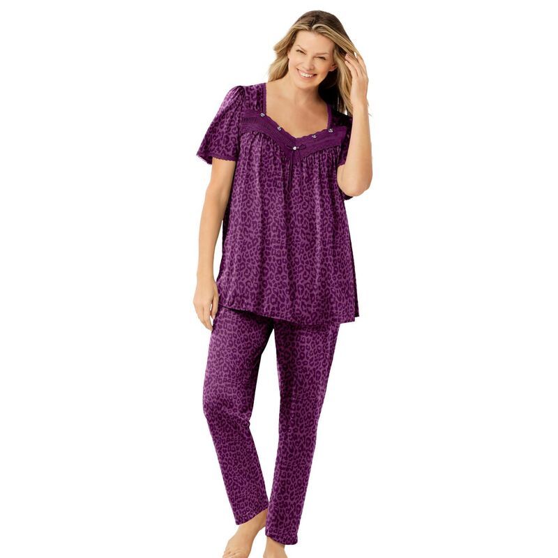 オンリーネセシティーズ レディース アンダーウェア ナイトウェア プラスサイズ シルク Only Necessities Plusize Silky 2Piece PJ Set Dark Berry