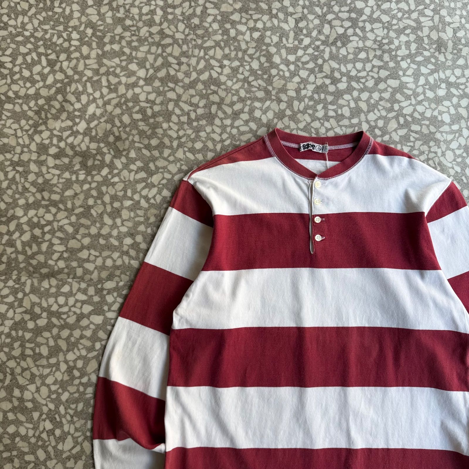 [ Archive アーカイブ Y2K ] GOOD ENOUGH / 90’s henry neck border Tee グッドイナフ　ボーダーロンT 　ヘンリーネック　レイヤード　アーカイブ　裏原　 藤原ヒロシ　NIGO 当時もの