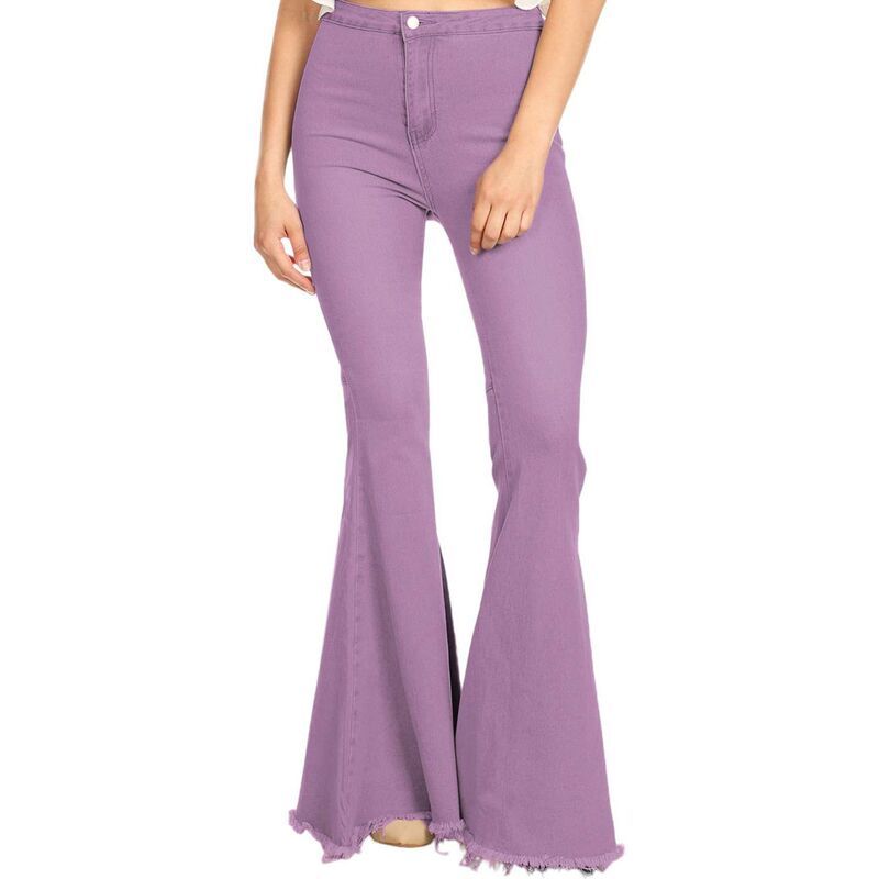 アンナカシ レディース ボトムス デニムパンツ ハイウエスト ジーンズ AnnaKaci Womens Bell Bottom High Waist Denim Jeans Purple パープル