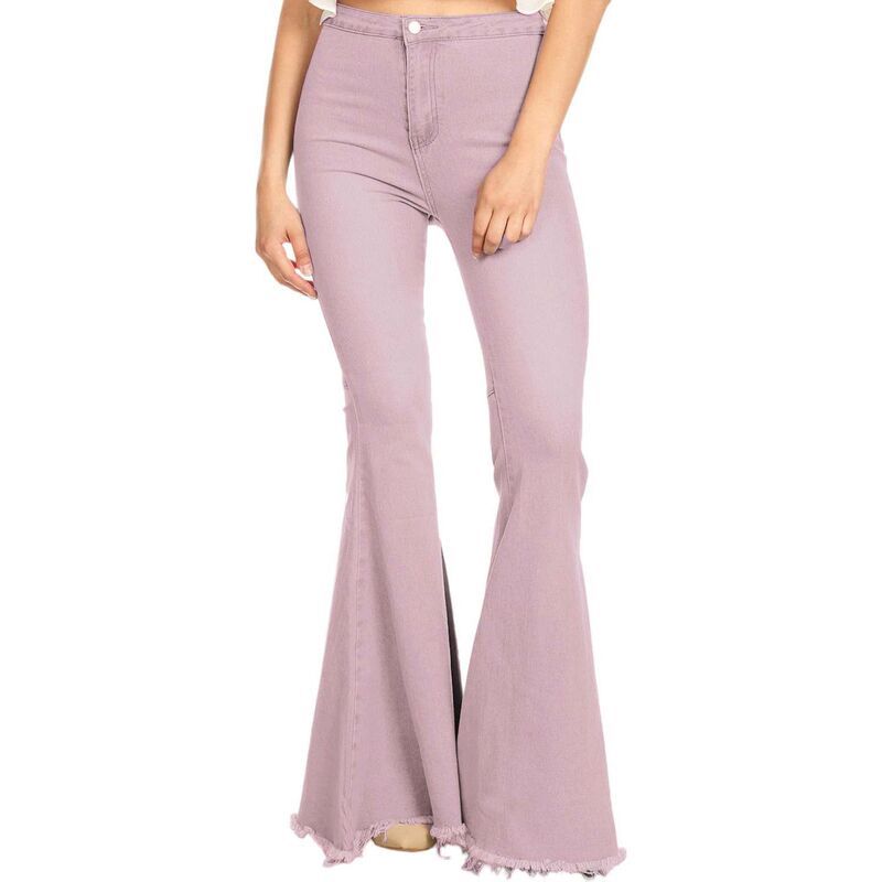 アンナカシ レディース ボトムス デニムパンツ ハイウエスト ジーンズ AnnaKaci Womens Bell Bottom High Waist Denim Jeans Mauve デニム