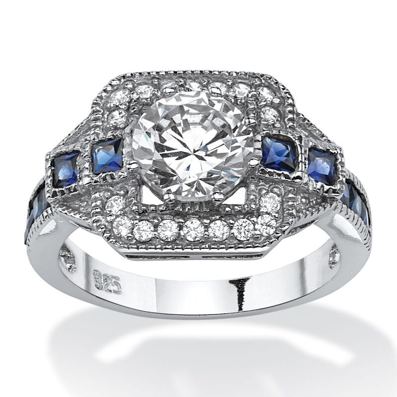 パームビーチジュエリー レディース アクセサリー リング PalmBeach Jewelry 326 TCW Round Cubic Zirconia Square Platinumplated St