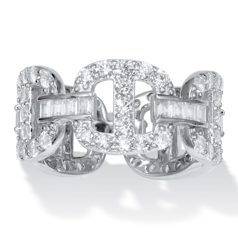 パームビーチジュエリー レディース アクセサリー リング PalmBeach Jewelry 295 TCW Round Cubic Zirconia Sterling Silver Link Rin