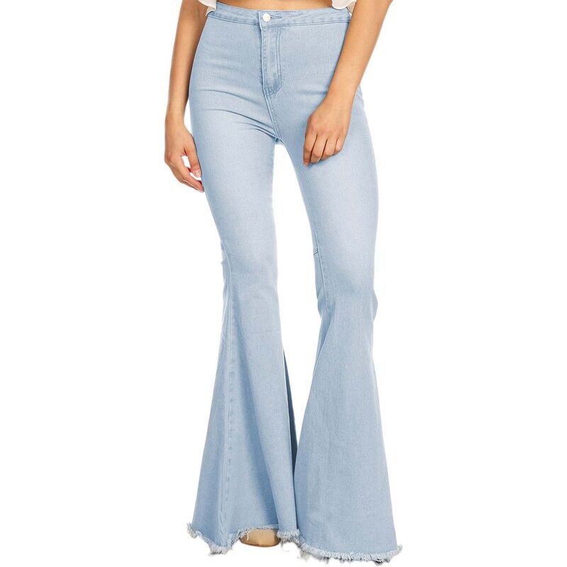アンナカシ レディース ボトムス デニムパンツ ハイウエスト ジーンズ AnnaKaci Womens Bell Bottom High Waist Denim Jeans Light Denim デ