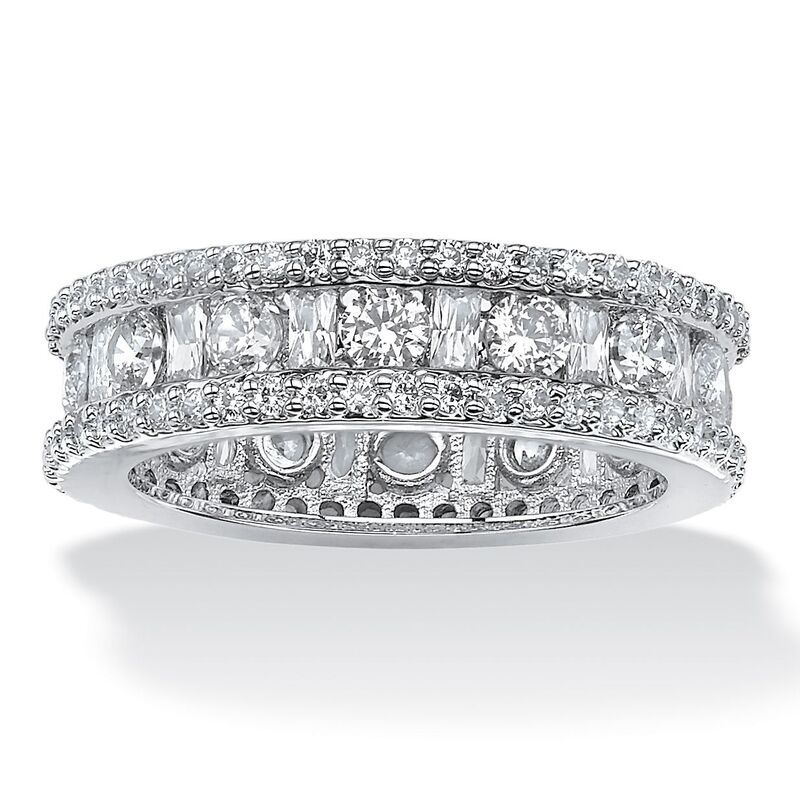 パームビーチジュエリー レディース アクセサリー リング PalmBeach Jewelry 322 TCW Cubic Zirconia Eternity Ring Platinumplated S