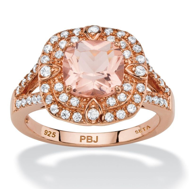 パームビーチジュエリー レディース アクセサリー リング PalmBeach Jewelry 203 TCW Simulated Pink Morganite and CZ Rose GoldPlat