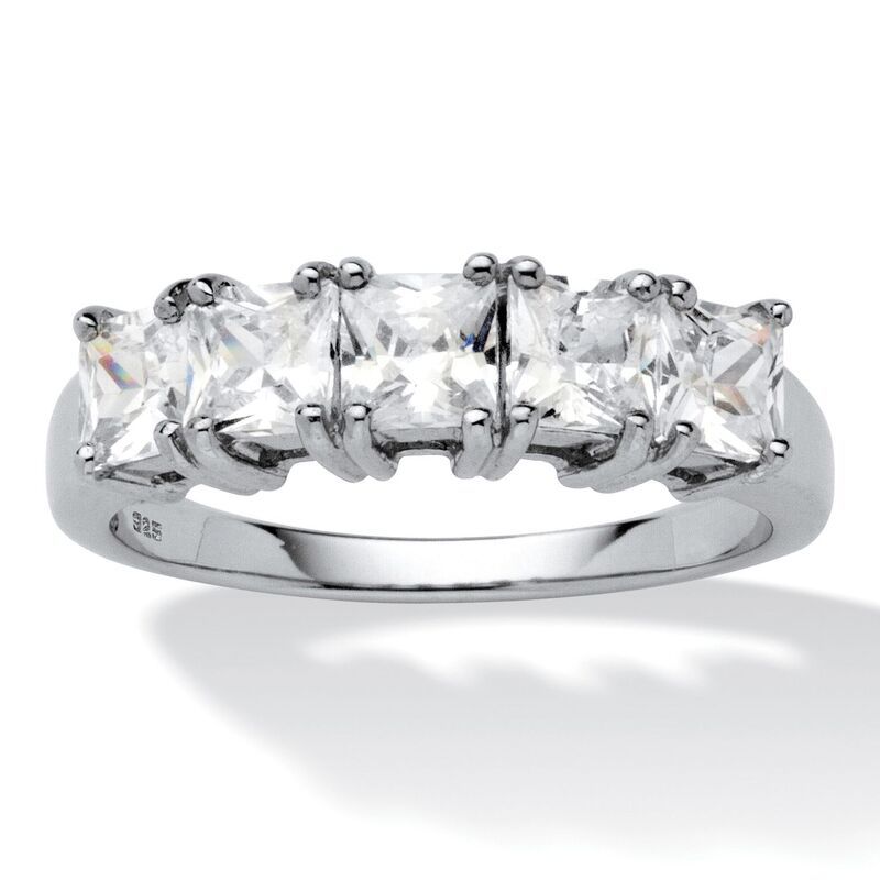 パームビーチジュエリー レディース アクセサリー リング PalmBeach Jewelry 185 TCW PrincessCut Cubic Zirconia Platinumplated Sil