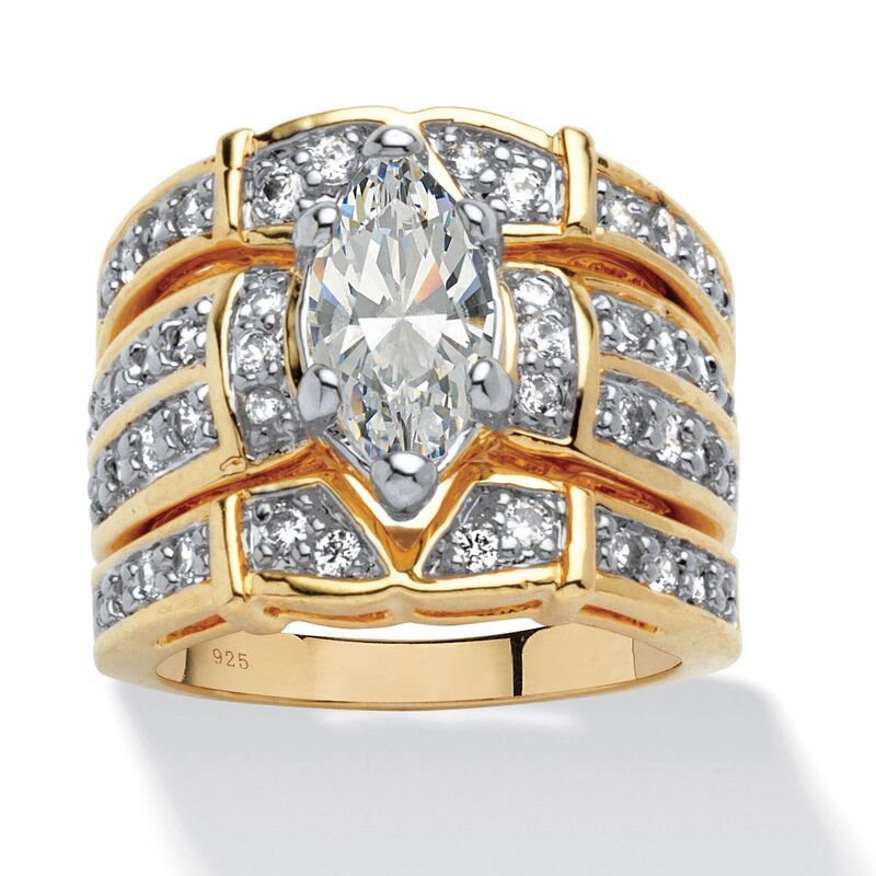 パームビーチジュエリー レディース アクセサリー リング PalmBeach Jewelry 305 TCW Cubic Zirconia Bridal Ring Set Gold ゴールド