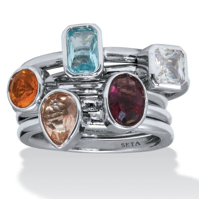 パームビーチジュエリー レディース アクセサリー リング PalmBeach Jewelry 132 TCW CZ and Simulated Crystal Platinumplated 5 Pie