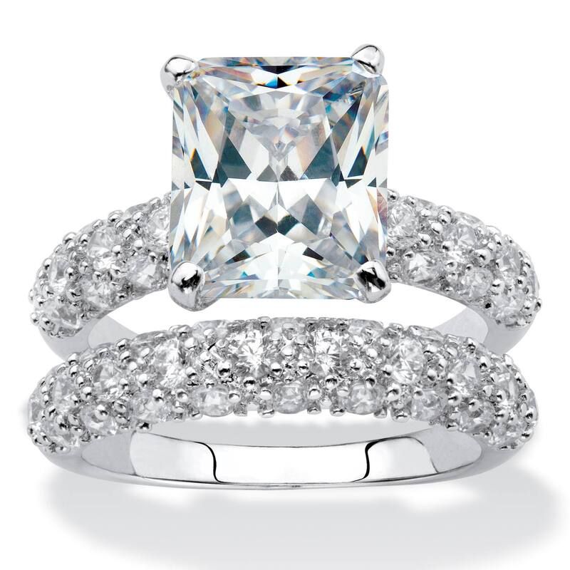 パームビーチジュエリー レディース アクセサリー リング PalmBeach Jewelry 650 TCW EmeraldCut Cubic Zirconia PlatinumPlated Wedd