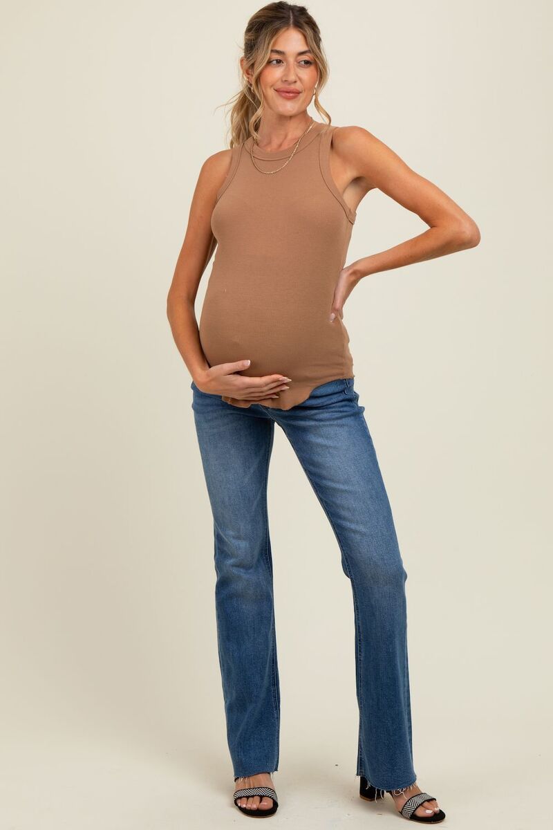 ピンクブラッシュ レディース ボトムス デニムパンツ ブーツカット ブーツ マタニティ ジーンズ PinkBlush Maternity Blue Distressed Raw Hematernity
