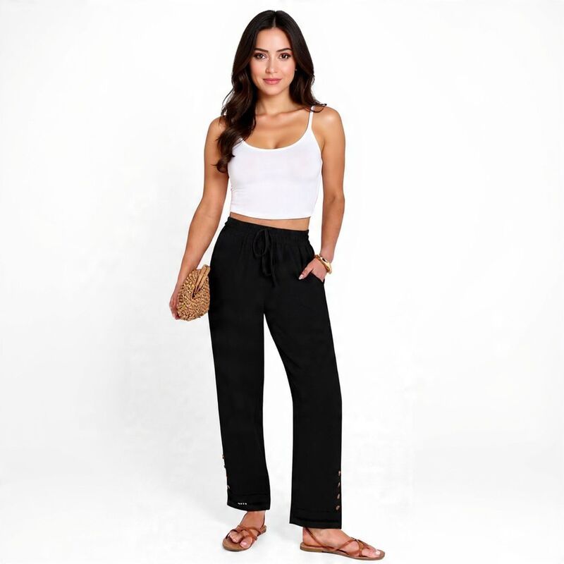 メガリテイラー レディース ボトムス カジュアルパンツ アンクル MegaRetailer Women s Casual Ankle Pants with Pockets Black ブラック