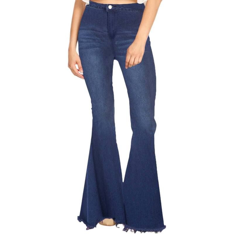アンナカシ レディース ボトムス デニムパンツ ハイウエスト ジーンズ AnnaKaci Womens Bell Bottom High Waist Denim Jeans Dark Denim デニ