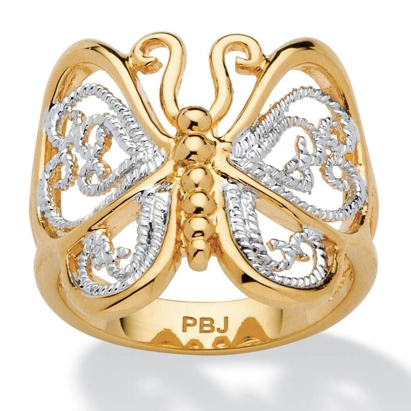 パームビーチジュエリー レディース アクセサリー リング PalmBeach Jewelry Filigree Butterfly Ring in 18k GoldPlated Yellow イエロー