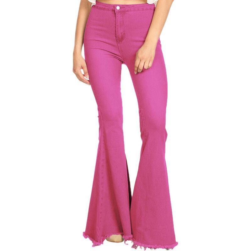 アンナカシ レディース ボトムス デニムパンツ ハイウエスト ジーンズ AnnaKaci Womens Bell Bottom High Waist Denim Jeans Rose デニム