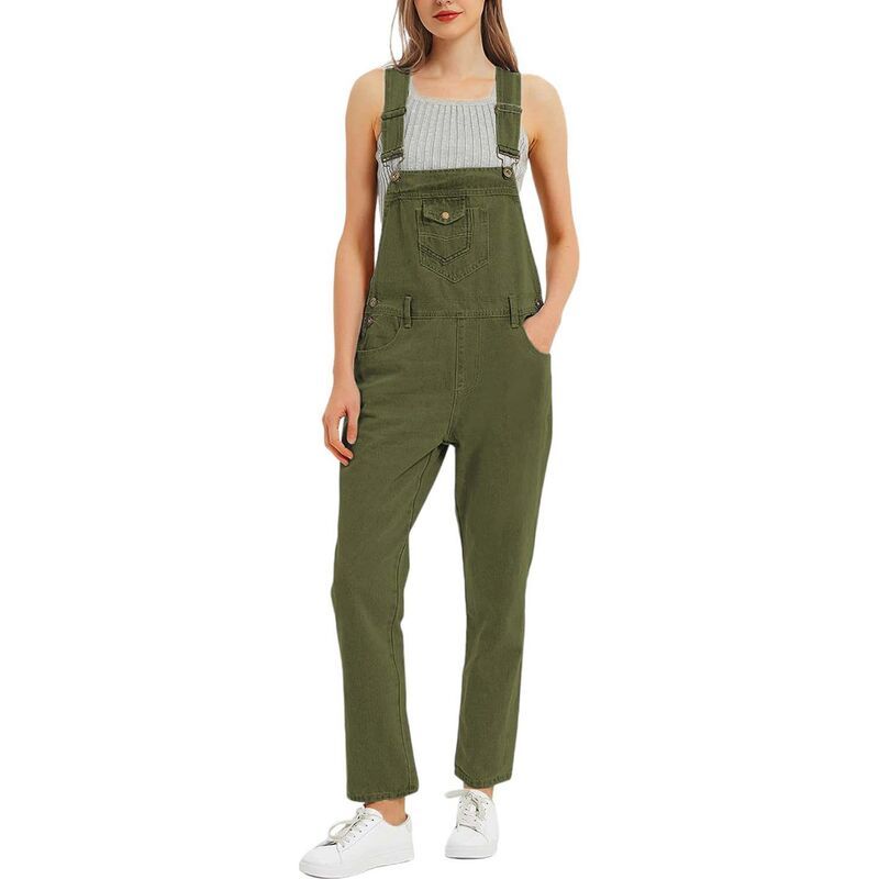 アンナカシ レディース ボトムス カジュアルパンツ ヴィンテージ オーバーオール AnnaKaci Womens Vintage Straightleg Overalls Olive Green グリ