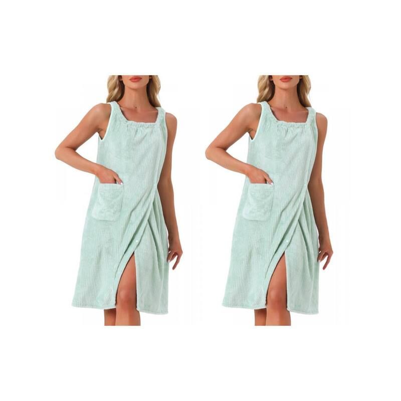インスパイア シック レディース アンダーウェア ナイトウェア ひざ丈 ノースリーブ INSPIRE CHIC 2 Packs Womens Bath Robe Sleevelessoft Light