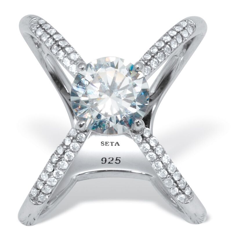 パームビーチジュエリー レディース アクセサリー リング PalmBeach Jewelry 232 TCW Round Cubic Zirconia Open Criss Crossterling