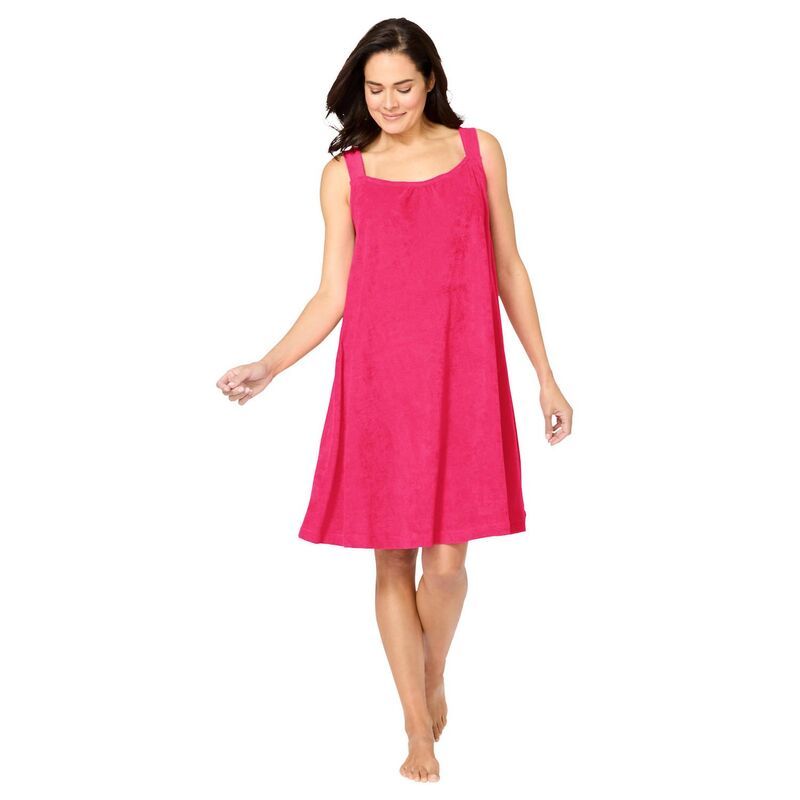 ドリームスアンドコー レディース アンダーウェア ナイトウェア プラスサイズ パイル ノースリーブ Dreams Co Plusize Sleeveless Terry Lounger Pink Bu